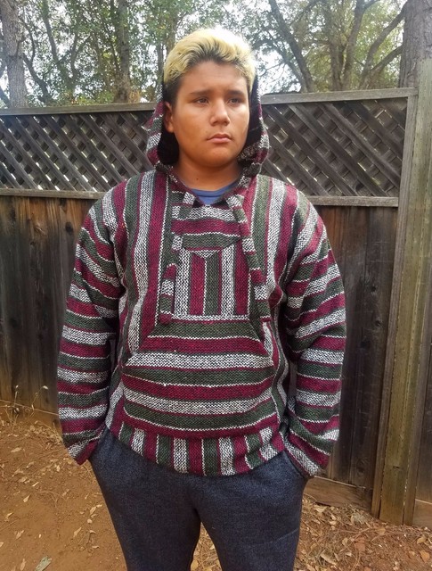 Mexican Hoodie Jerga, Burgundy Green and Gray Baja Hoodie | eBay