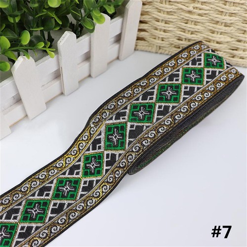 7 Yards Vintage Floral Embroidered Jacquard Ribbon Trim braid Lace Fringe Crafts - Picture 10 of 22
