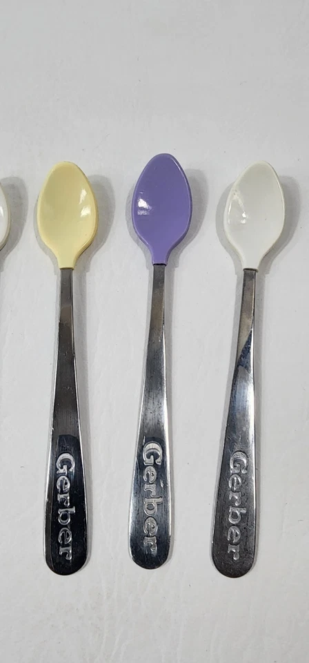 5 cucharas Gerber bebé pastel multicolor punta suave acero inoxidable Foto 3 de 4