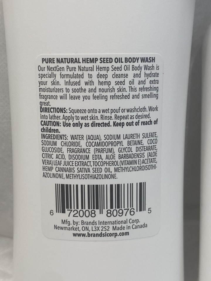 2pc SET NextGen Pure Natural Hemp Seed Oil Body Wash & Coconut Oil w
