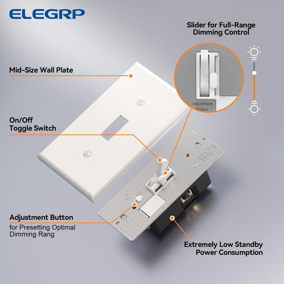 Digital Toggle Dimmer Switch for Dimmable LED, CFL and Incandescent ...