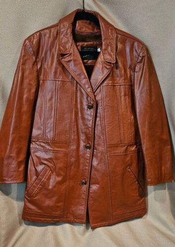 Vintage 70s JC Penney Brown Leather Jacket Size 40