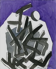 SPACED-OUT STONEHENGE MAN Abstract Expressionist ORIGINAL WATERCOLOR PAINTING