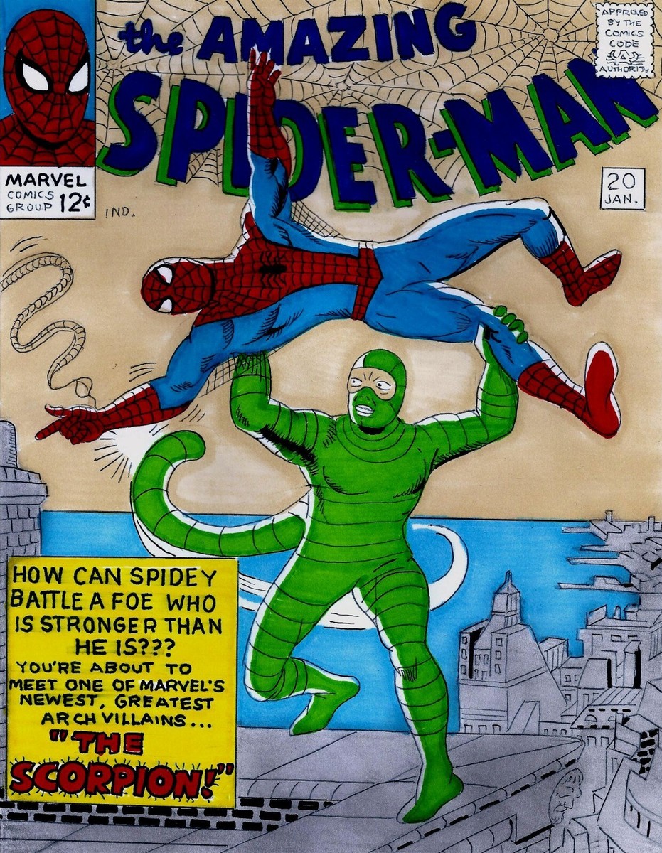THE AMAZING SPIDER-MAN # 20 COVER RECREATION 1ST SCORPION ORIGINAL