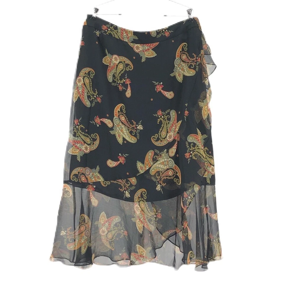 Falda envolvente Vince Camuto negra cachemira con volantes talla 14W Foto 2 de 4