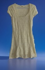 Free People Women  Daisy Godet Dress Short Sleeve Mini Lace Ivory Cream