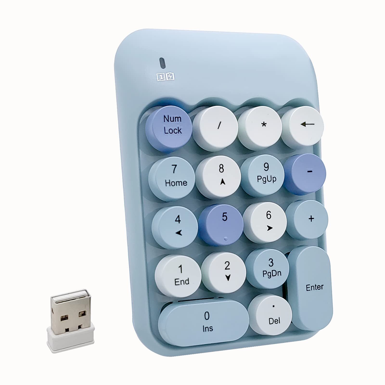 Wireless Number Pad Ergonomic Cute Colorful Retro Mini Portable Numeric Keypa...