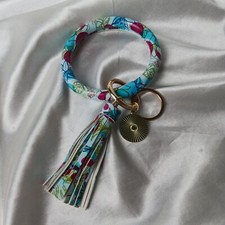 AQUA  BLUE BRACELET KEYCHAIN WITH TASSEL