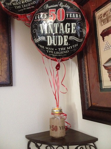 Primitive 50th Birthday Burlap Mason Wrap Banner Vintage Dude Aged 50 Years NEW - Picture 2 of 3