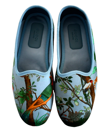 🆕️ Auth GUCCI TIAN-Printed SILK Satin Women's Slip-on Slipper Shoes EUR-38 US-8 - Picture 6 of 14