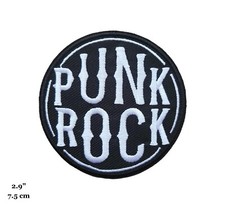 Punk Rock Band Music Logo Black White Round Embroidered Iron On Patch