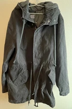 BDG Urban Outfitters NWOT Black Jean Jacket OVERSIZED MED Long Chore Coat Denim