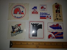 * 9 RARE QUEBEC NORDIQUES REMPARTS RAFALES HOCKEY NHL WHA STICKER DECALS LOT *