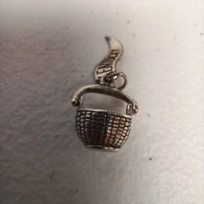 Picnic Basket Charm PENDANT Sterling Silver VINTAGE Kentucky Flag