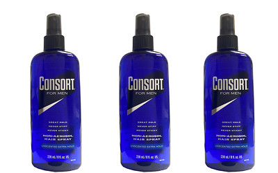 Consort Hair Spray 8 Ounce Unscented Extra Hold Pump Non-Aero (236ml) (3 Pack)