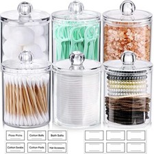 Qtip Holder Dispenser for Cotton Ball, Cotton Swab, Cotton Round Pads, 6 Pack