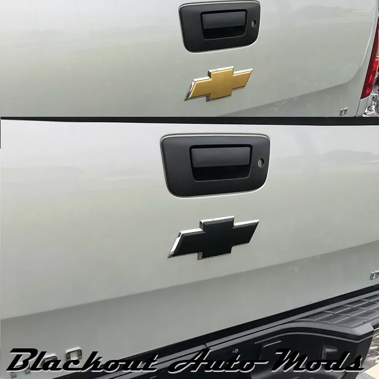 Gloss Black Vinyl BowTie Tailgate Emblem Overlay 2007 2013 Chevrolet Silverado