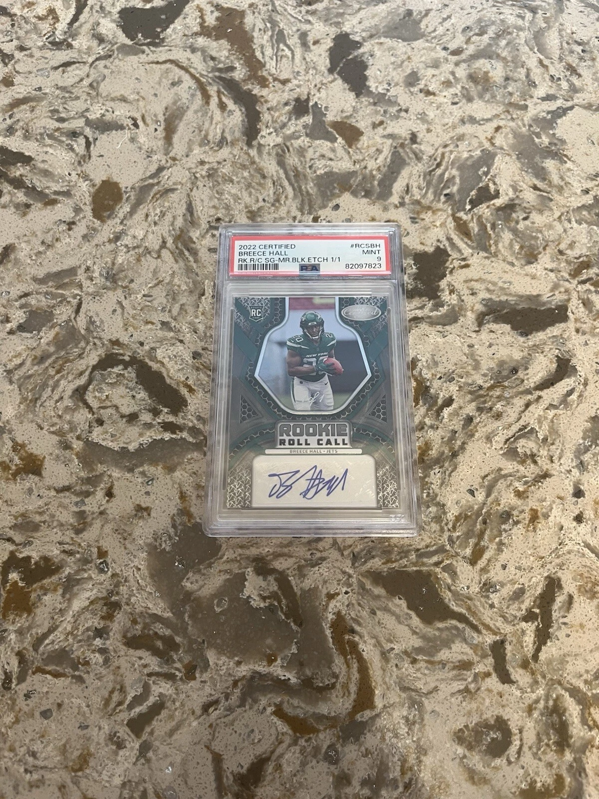 Breece Hall Panini Certified Rookie Roll Call Signatures #RCSBH Mirror Black Etch 1/1