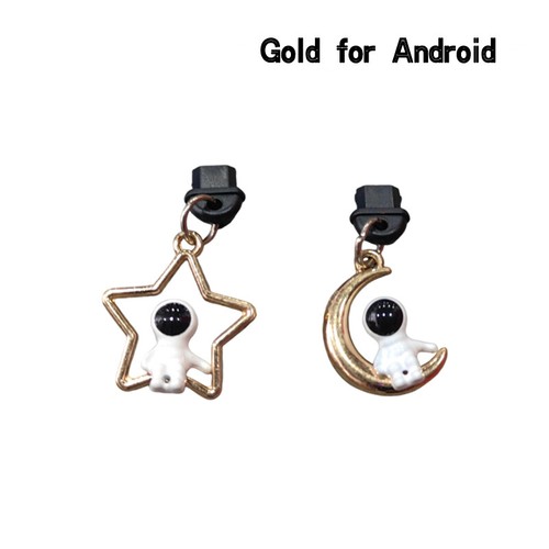 2pcs Astronaut Star Moon Phone Dust Plug Pendant Accessories For Phone Decor _ke - Zdjęcie 6 z 16