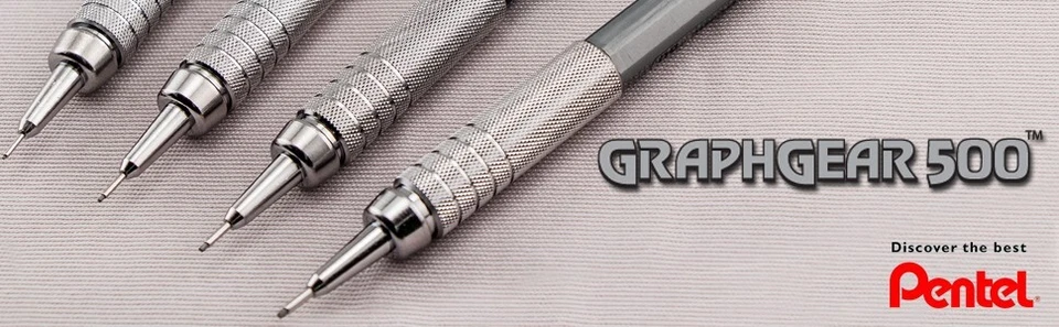 Lápis de desenho mecânico Pentel GraphGear 500, 0,7 mm, cano azul, pacote com 4 - Imagem 2 de 4