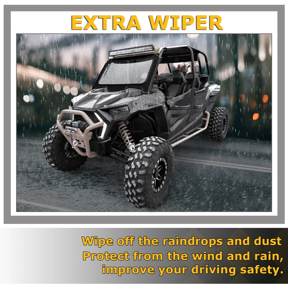 For 2019-23 Polaris RZR XP/ XP4 1000 Black Aluminum+Glass Front Full Windshield - Image 4 of 4