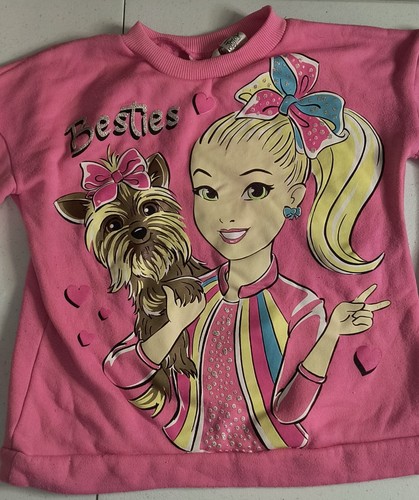 JoJo Siwa Girls Fleece Sweatshirt Long Sleeve Graphic Print Pink Size Small G001 - Picture 2 of 4