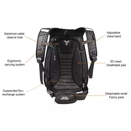 Motorcycle Backpack Travel Waterproof Hardshell Outdoor Sport Luggage Helmet Bag - Picture 9 of 15