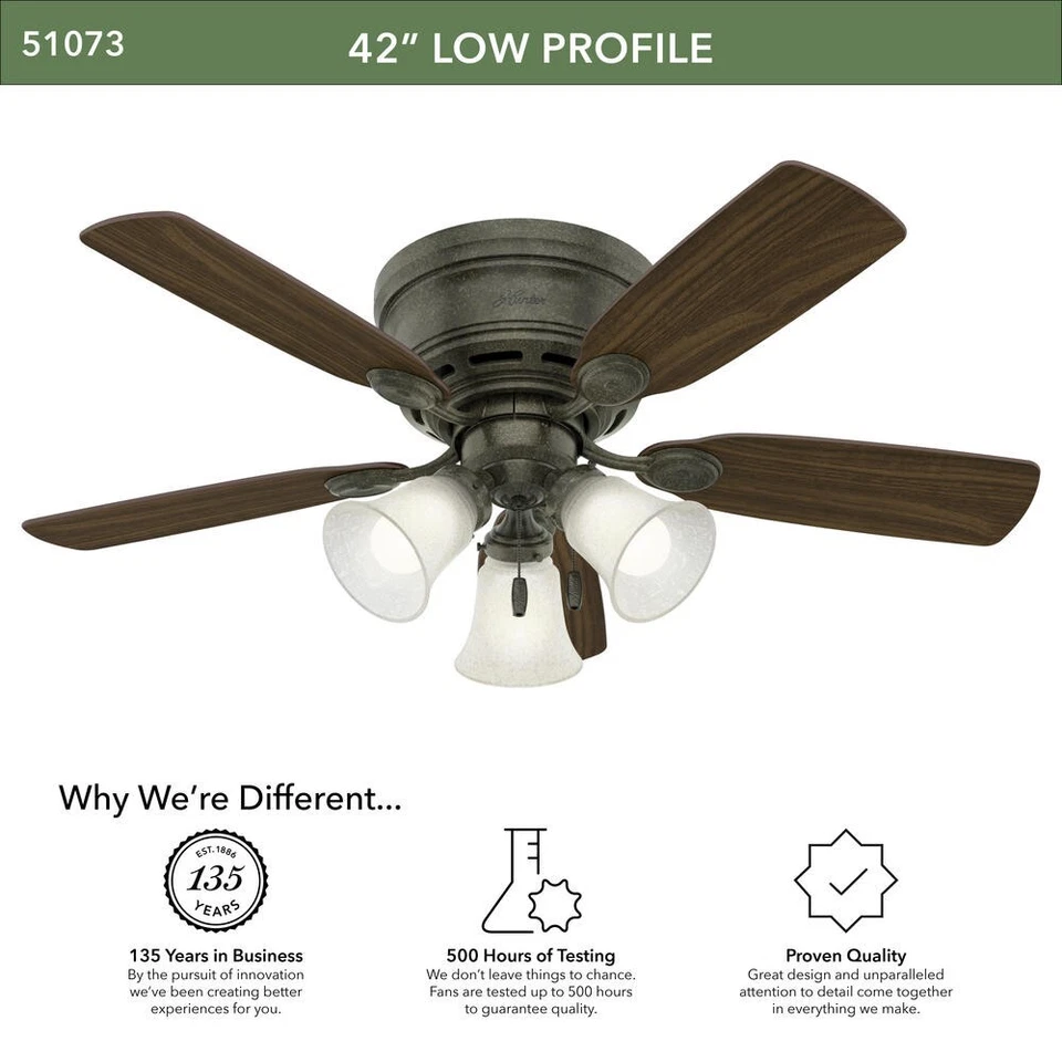 42" Provencal Gold Indoor LED Ceiling Fan White Snowflake Linen Glass Shade - Image 3 of 4