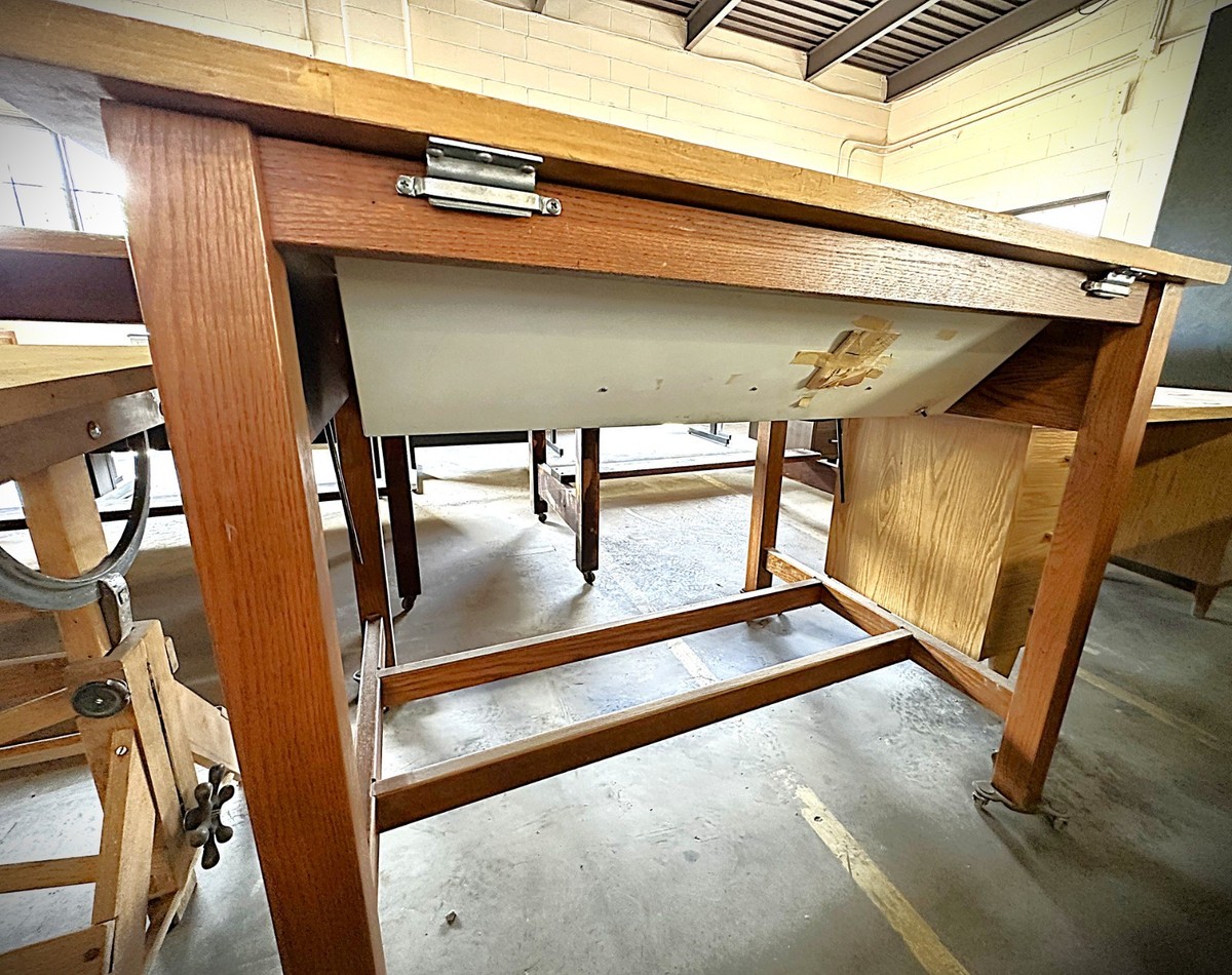Vintage Hamilton Lighted Oak Drafting Table | eBay