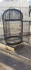 Large Mid Century Ornate Twisted Wrought Iron Bird cage