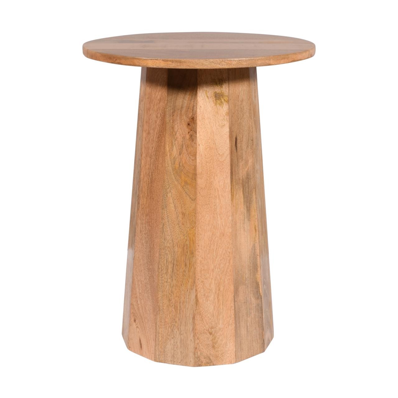 Round Side End Lamp Table Light Oak Finish Solid Mango Wood