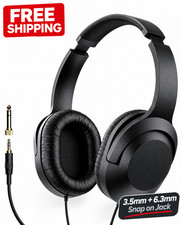 Over Ear Wired Stereo Headphones, Studio Monitoring and Recording, 3.5mm 6.3mm