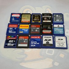 Lot of 15 Miscellaneous SD Cards Brands Include Sandisk Lexar - Untested - GC042