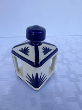 Mini Tonala Tequila Añejo Ceramic Decanter Blue & White 2x2x3.5”