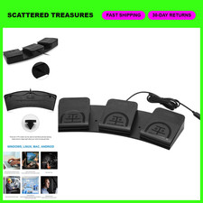 USB Triple Foot Pedal Switch Control - 3 Key Customizable Footswitch for Gaming