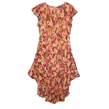 Vince Camuto Women Floral Flutter Drapey Fairy Whimsical Girly Maxi Dress M