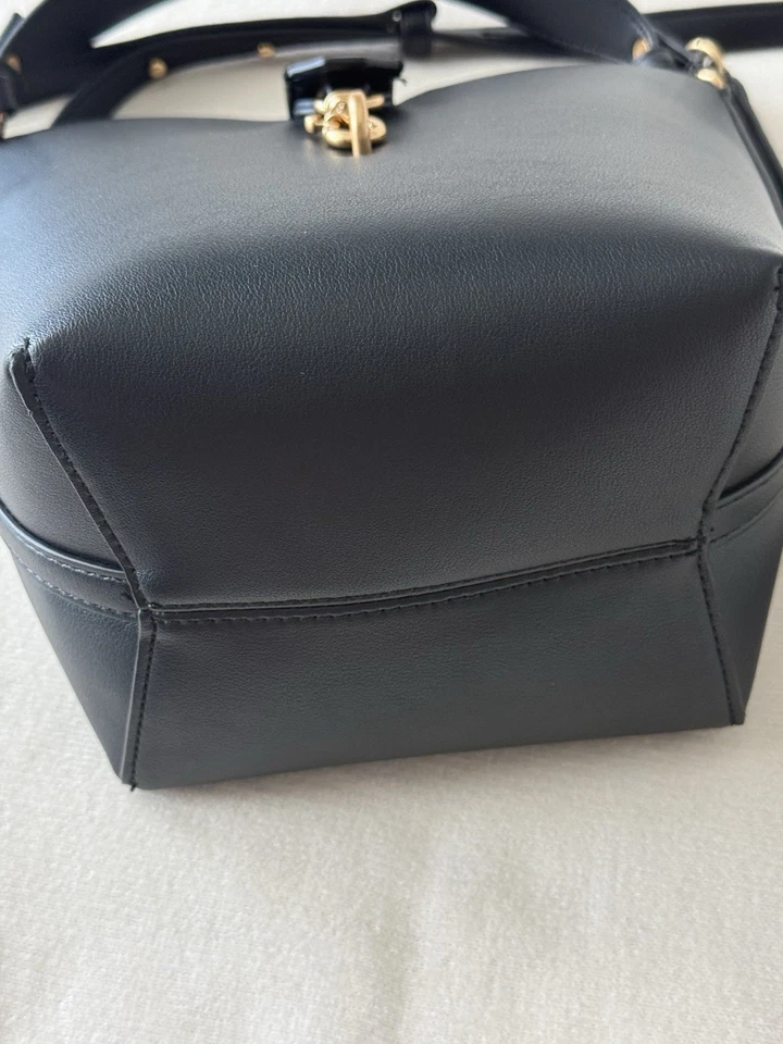 DKNY Black Leather Crossbody Bag with Gold Accent - Image 3 of 4