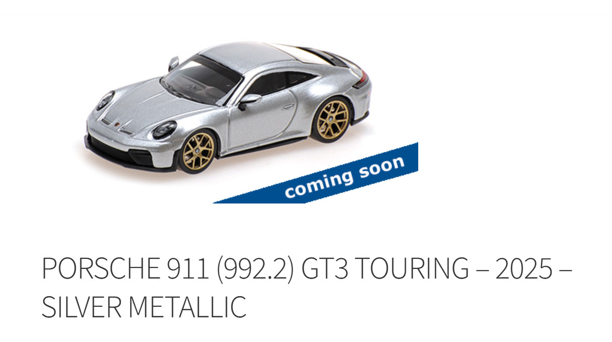 Porsche 911 GT3 Touring 992.2 Minichamps 640064231 miniature grise 1/64