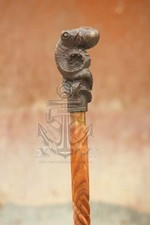 OCTOPUS HEAD HANDLE VINTAGE WOODEN WALKING CANE STICK DESIGNER ROPE STYLE SHAFT