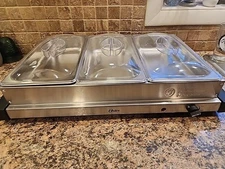 QUALITY! Oster Triple Station Buffet Server with Warming Tray and lids 2.5 qt