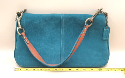 COACH Chelsea Teal Nubuck Flap Hobo Blue Shoulder Bag | eBay