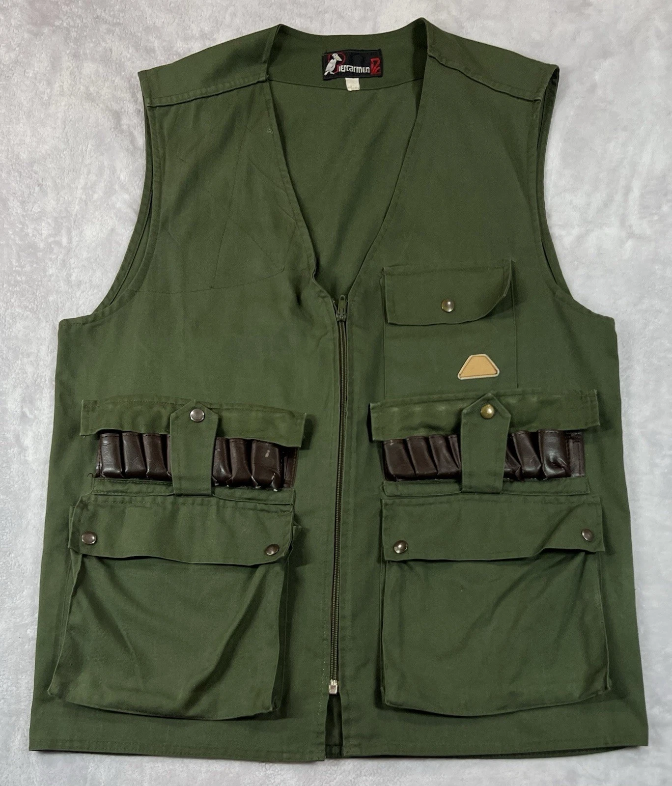 Vintage Piercarmen Fishing Vest Mens L Green Tactical Gilet Hunting Fly Outdoors