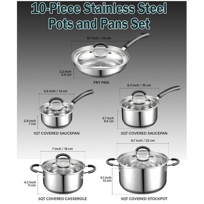 Professional 10-Piece Stainless Cookware Set