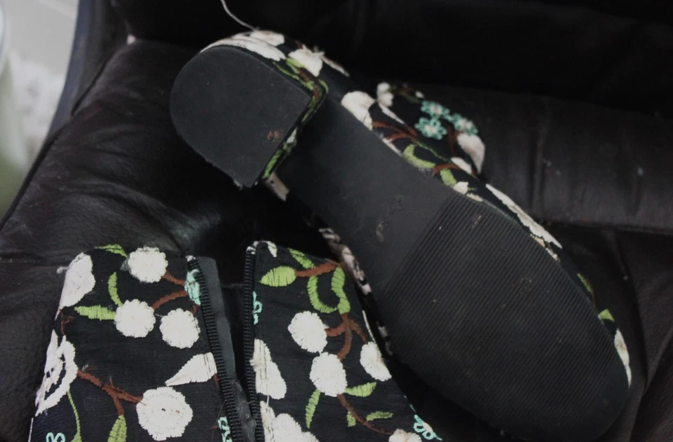 Qupid вышитый лодыжки высоты внутренней молнии средний каблук ботинки Sz 8 - Изображение 4 из 4