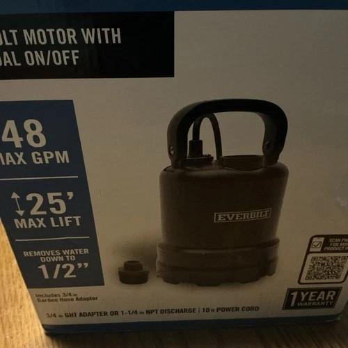 Everbilt 1013139926 1/3 HP Submersible Portable Utility Pump