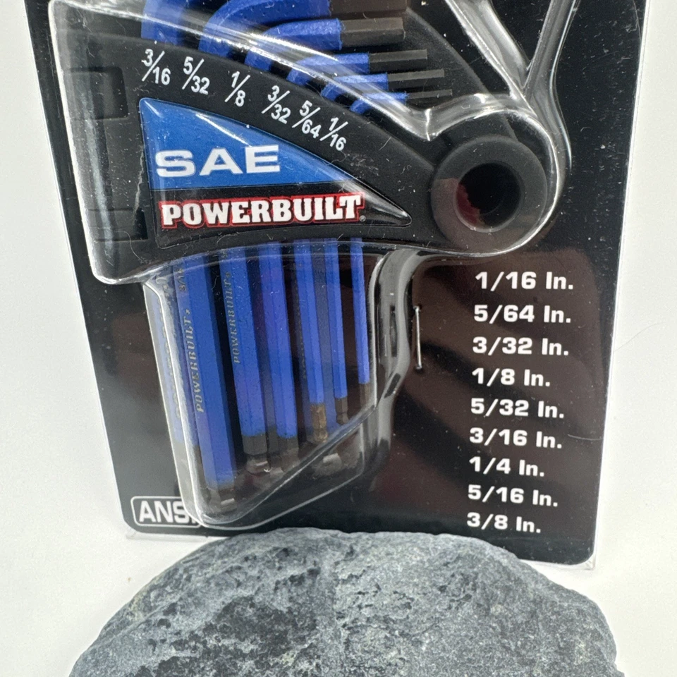 Powerbuilt 9pc SAE Blue Hex Key Set Heat Treated S2 Steel - Image 2 of 4