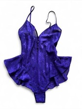 Vintage Victoria's Secret PurpleFloral Teddy Lingerie Size S Coquette 90s Y2K