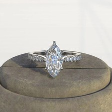 Marquise Cut 2.30Ct White Diamond Engagement Ring 14k White Gold Finish Size J-W