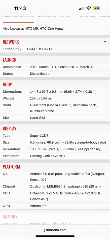 HTC One M9 ATT/Verizon 32GB  (Unlocked) Smartphones - Image 3 of 3