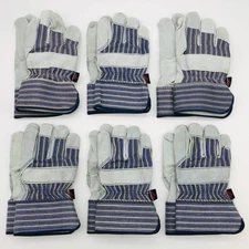 MCR Safety 1400 Split Leather Palm Work Gloves Size XL Safety Cuff 2.5"L 6 Pair